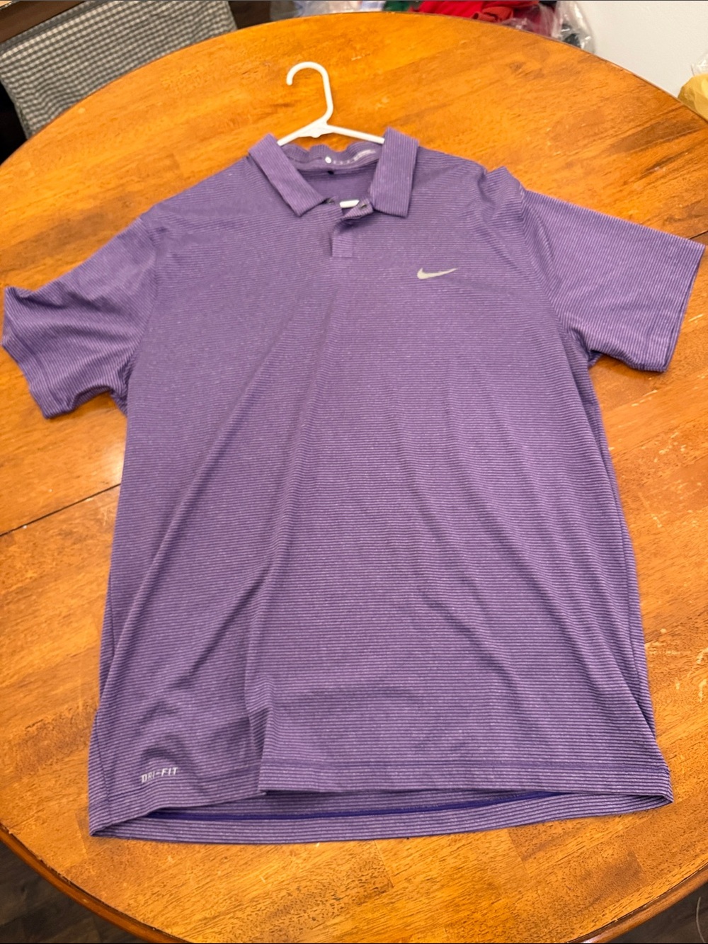 Nike TW Tiger Woods Purple Striped Dri-FIT Polo Shirt